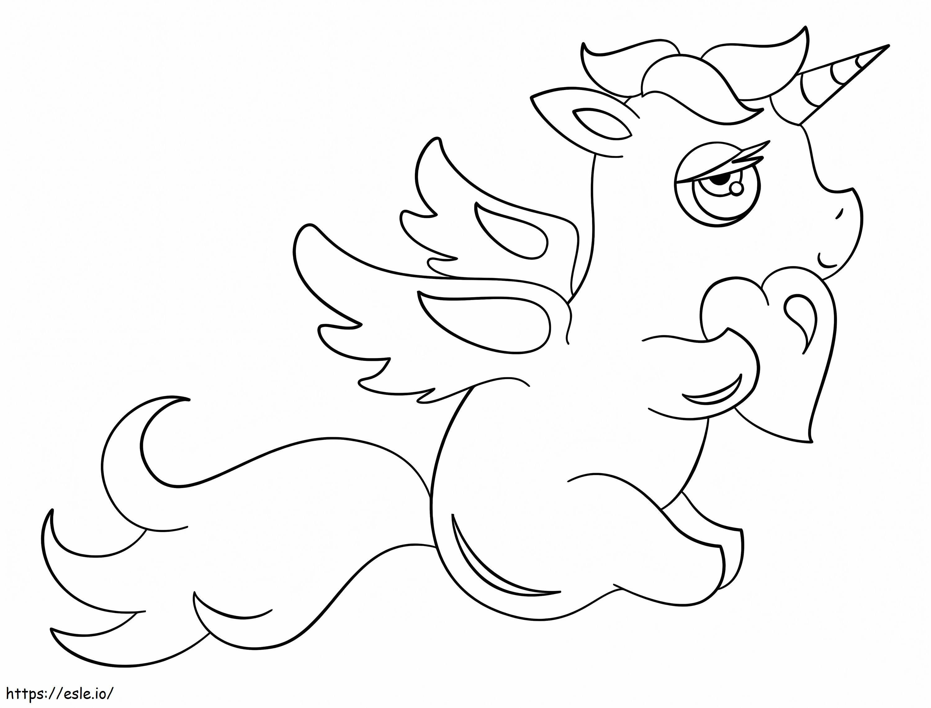 Cute Unicorn With Heart coloring page