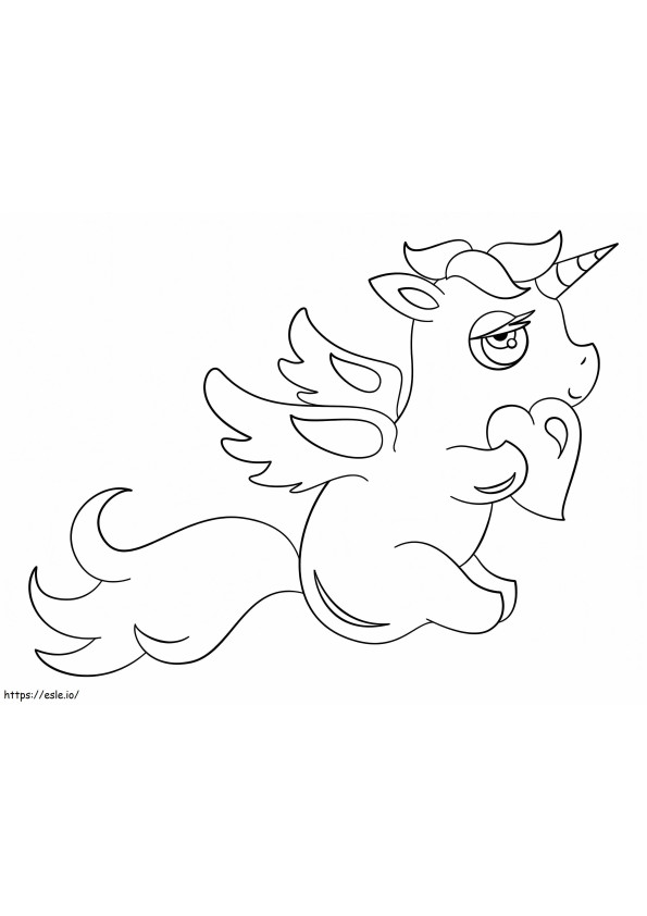 Unicorn Lucu Dengan Hati Gambar Mewarnai