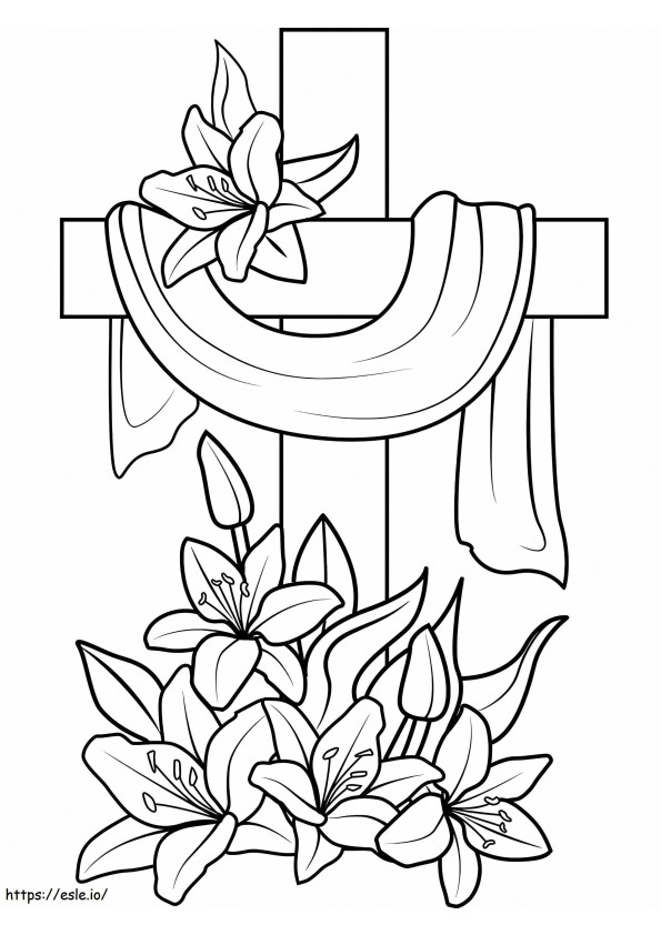 Free Easter Cross coloring page