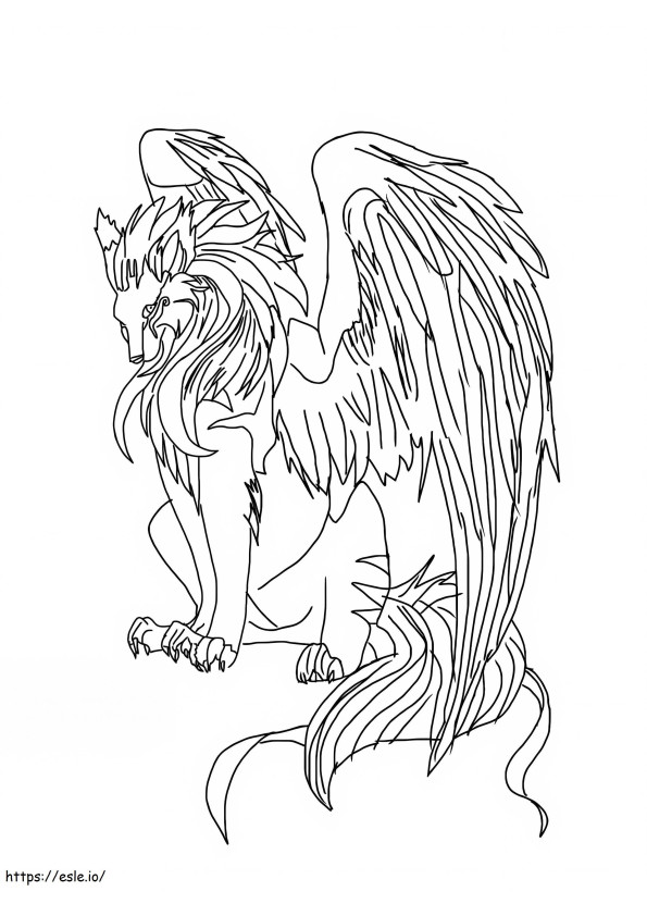 Coloriage Loups avec des ailes à imprimer dessin