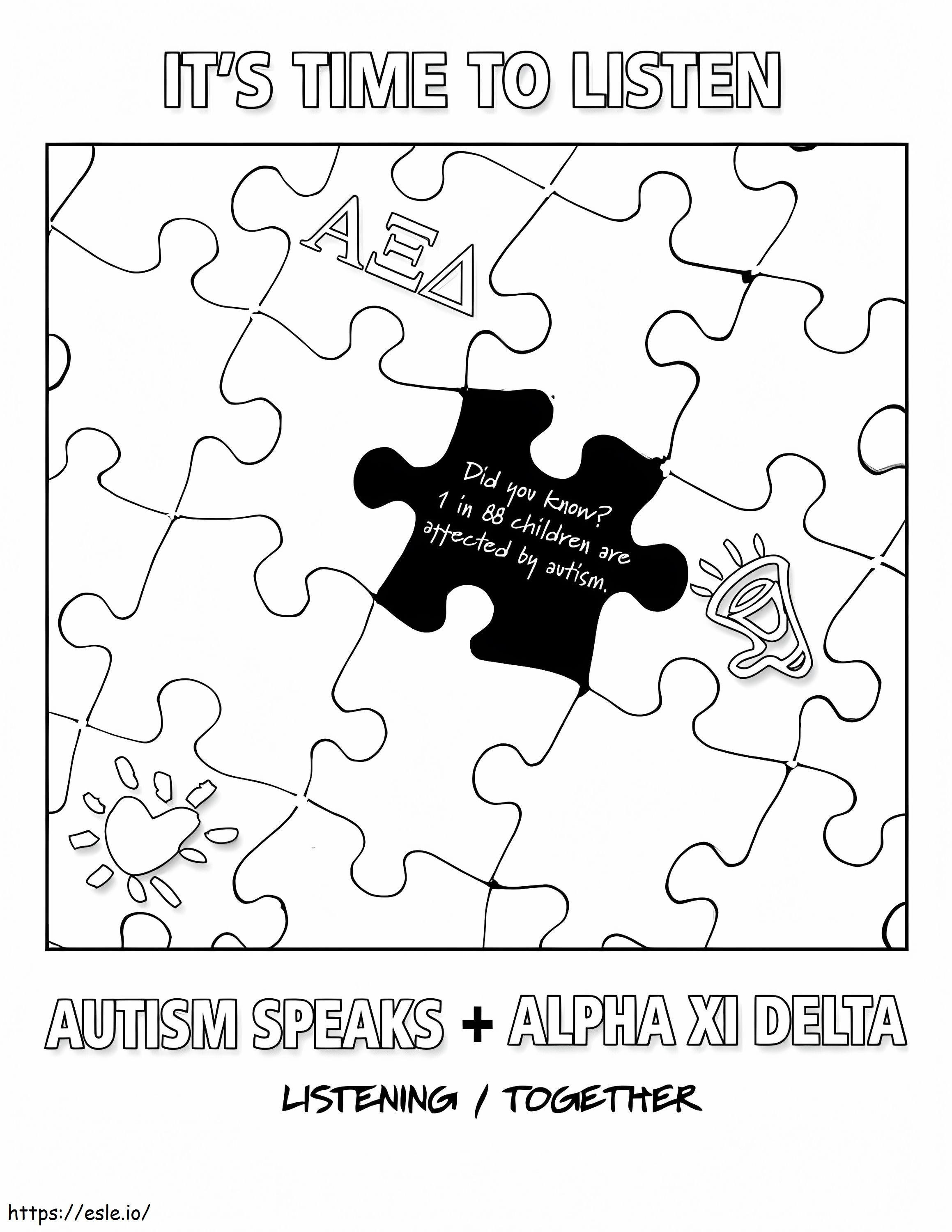 Print Autism Awareness coloring page