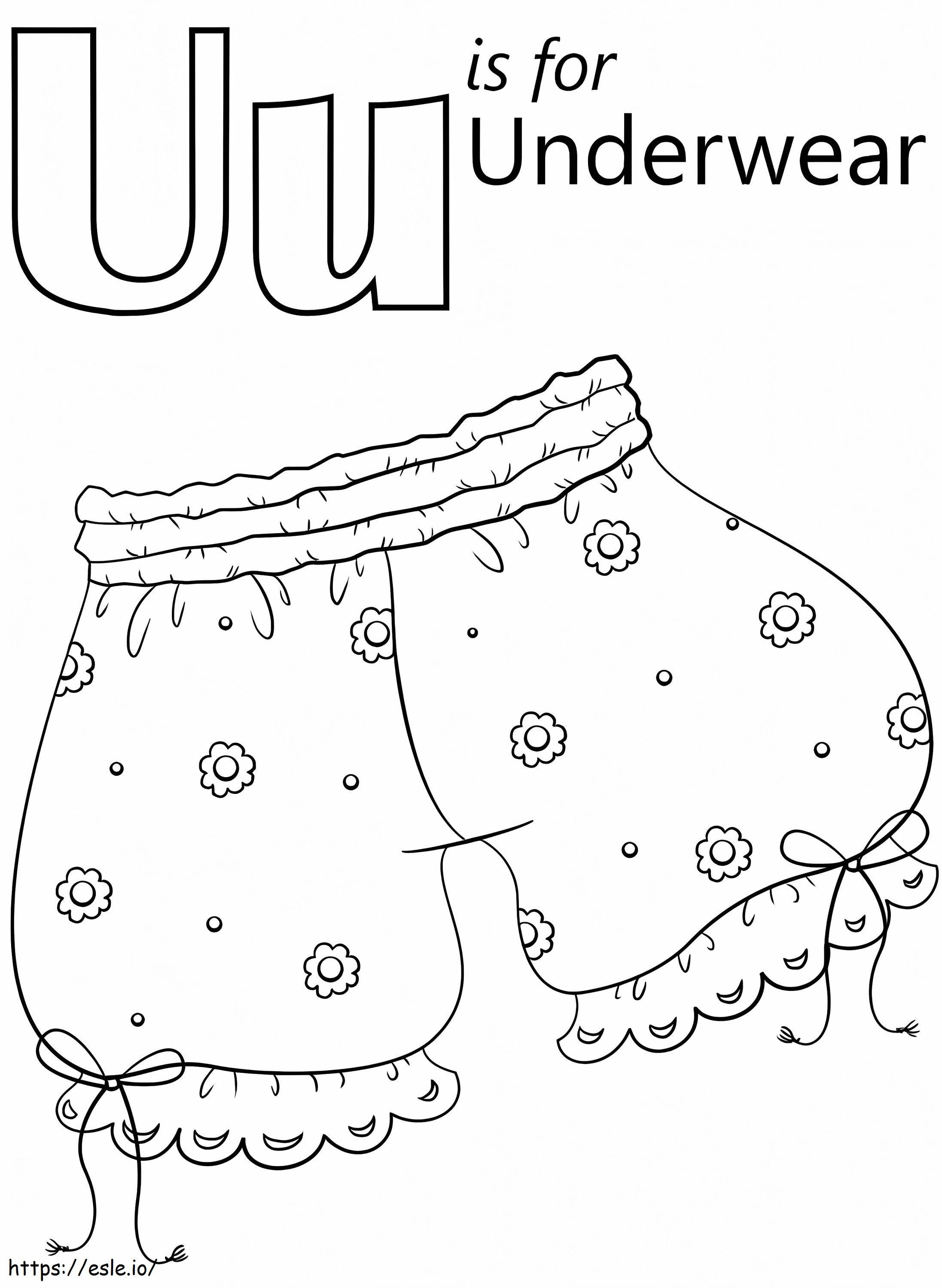 Underwear Letter U coloring page