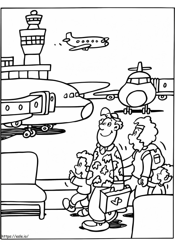 Family At The Airport coloring page