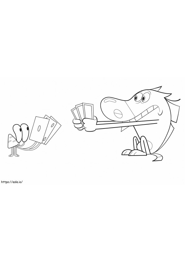Zig And Sharko Playing Card coloring page