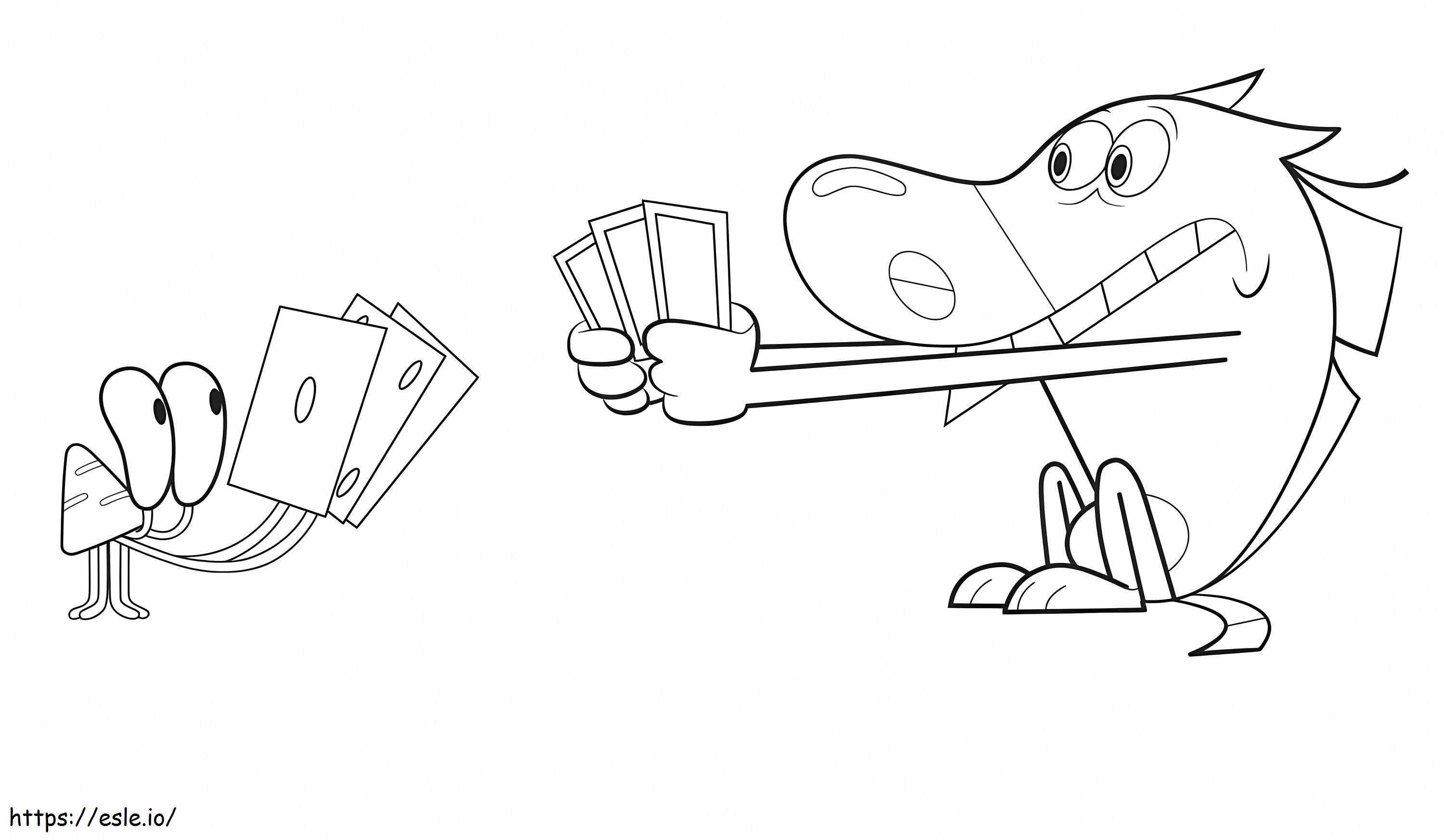 Zig And Sharko Playing Card coloring page
