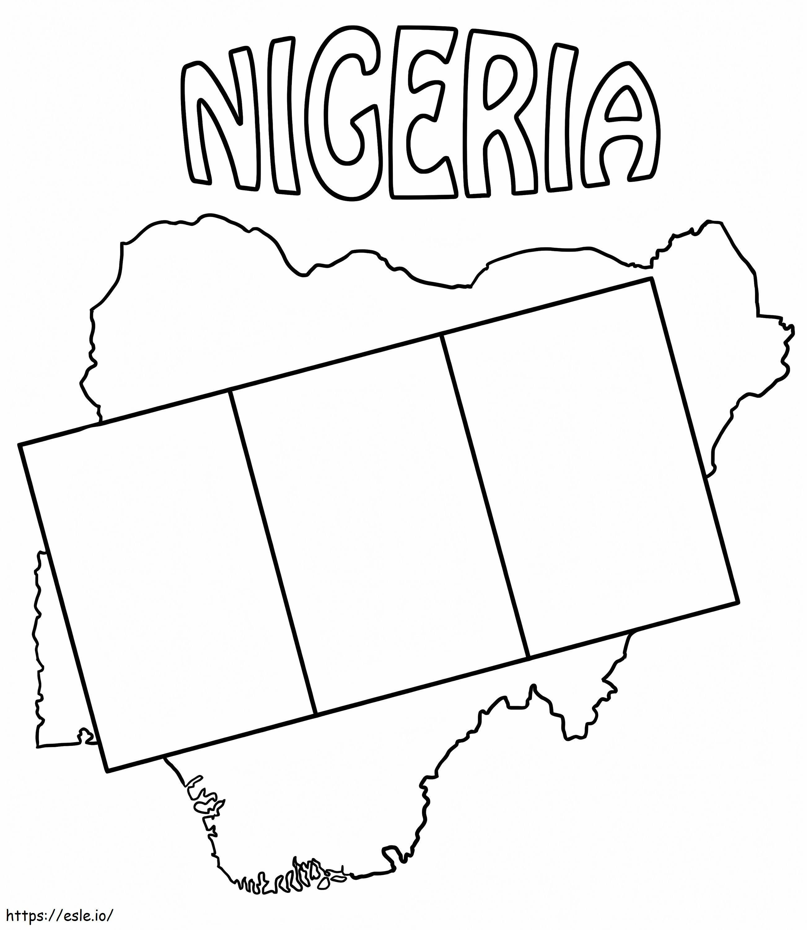 Coloriage Carte et drapeau du Nigéria à imprimer dessin