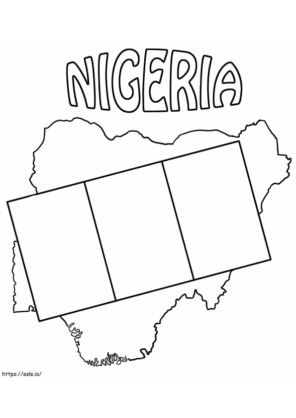 Mapa y bandera de Nigeria para colorear