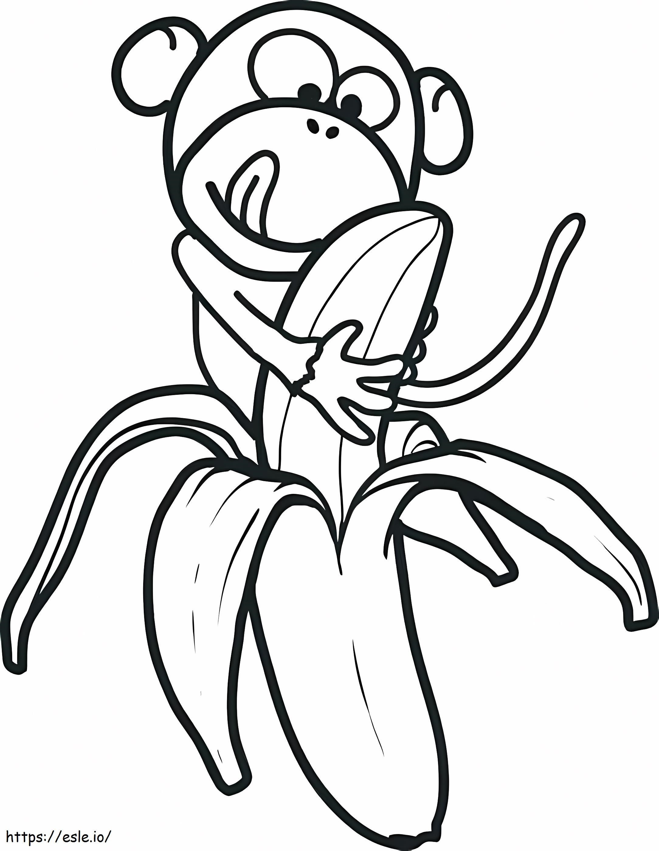 Mono com plátano para colorir