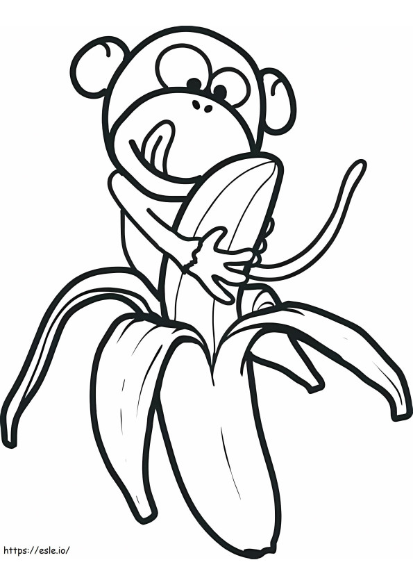 Mono Con Plátano para colorear