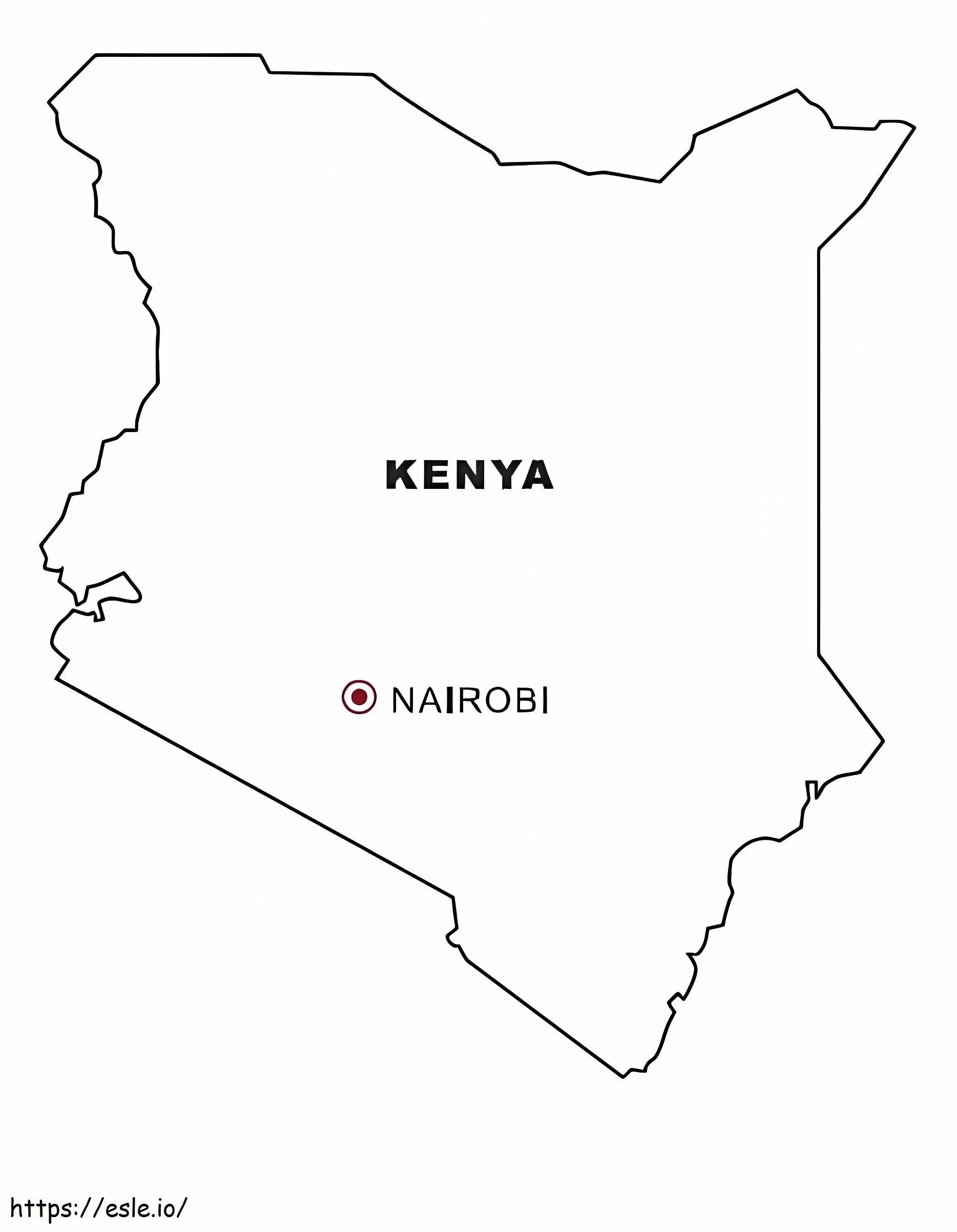 Coloriage Carte du Kenya à imprimer dessin
