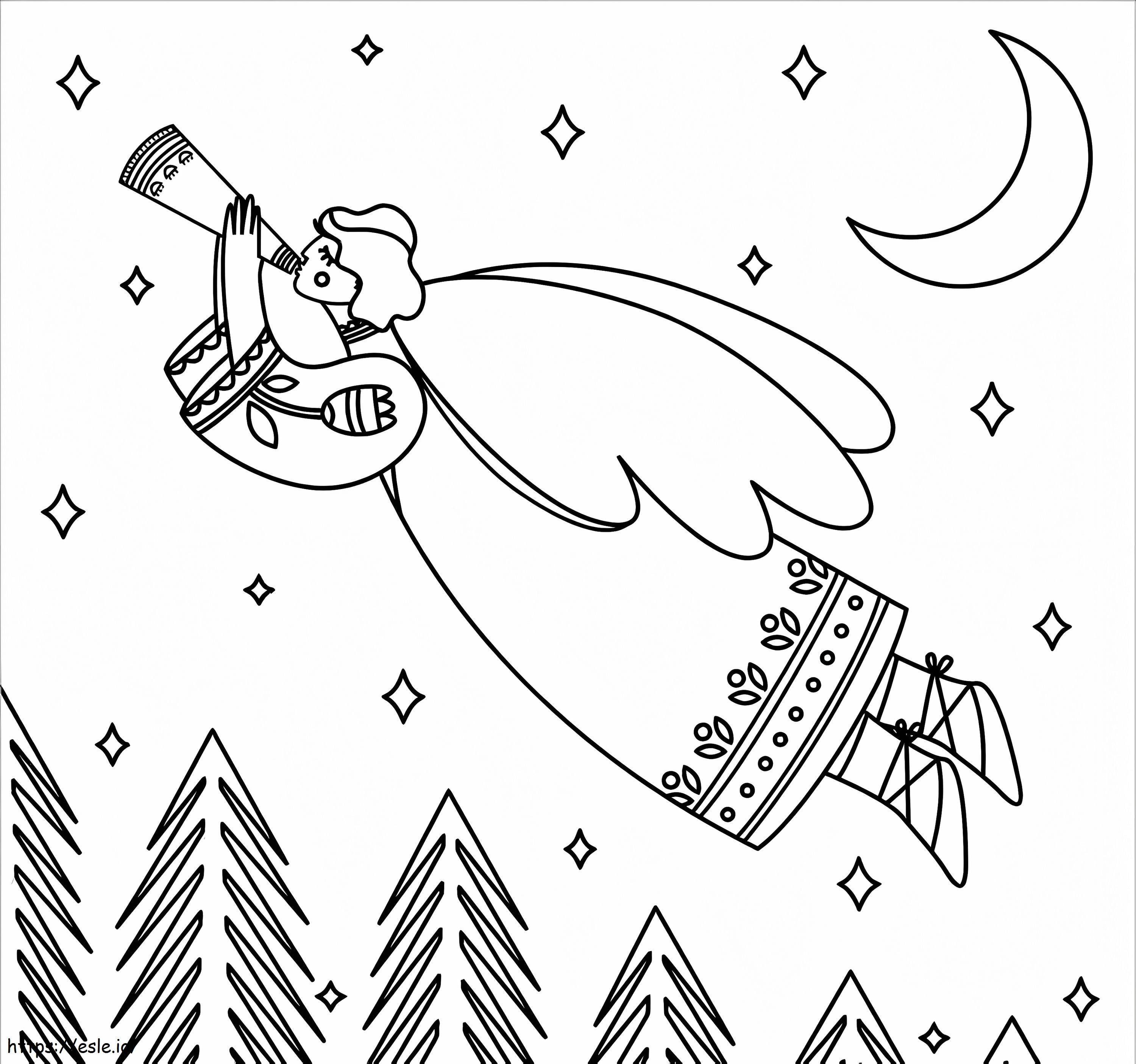 Coloriage Joli ange volant à imprimer dessin