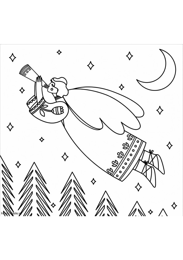 Pretty Angel Flying coloring page