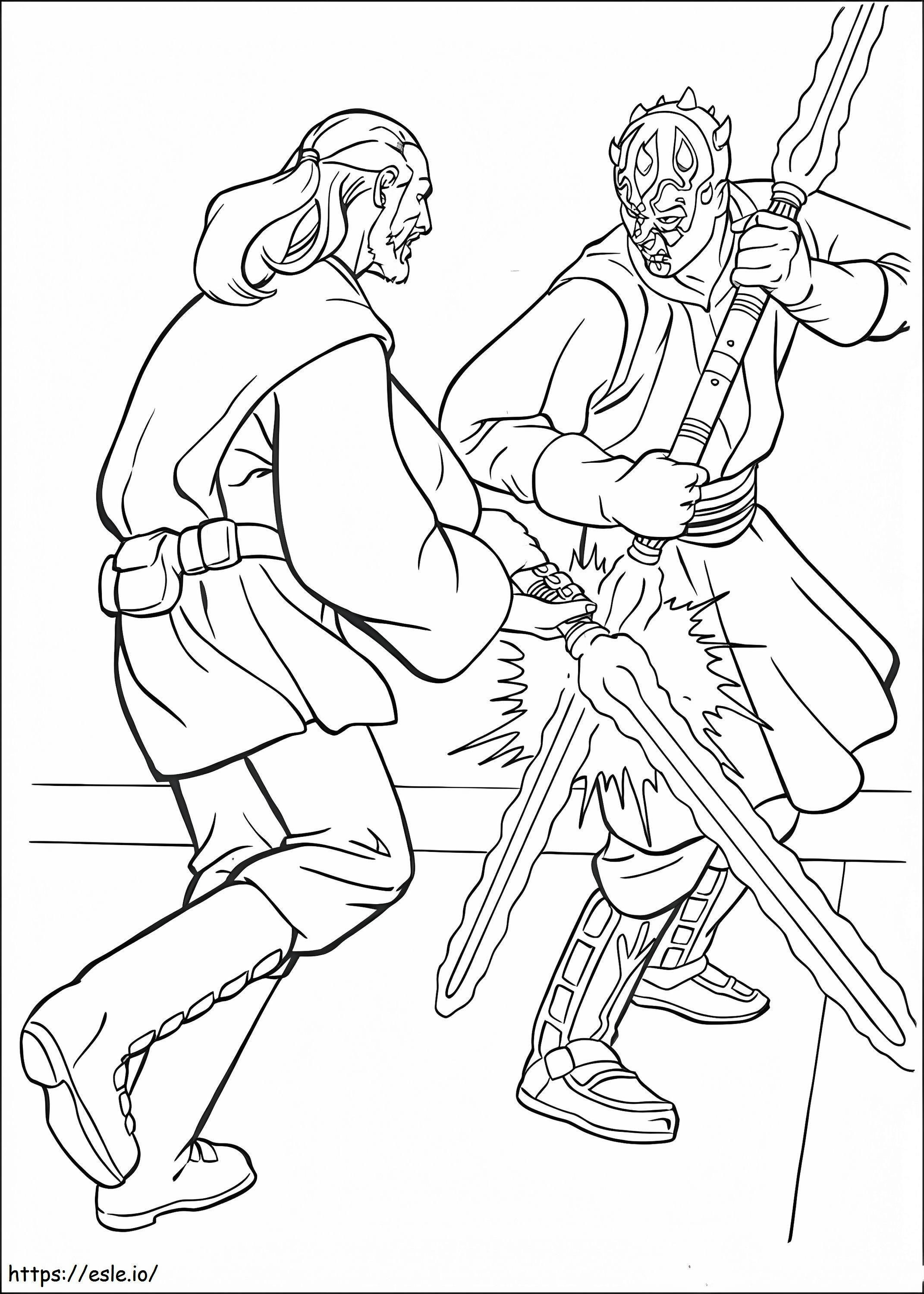 Darth Maul And Qui Gon Jinn coloring page
