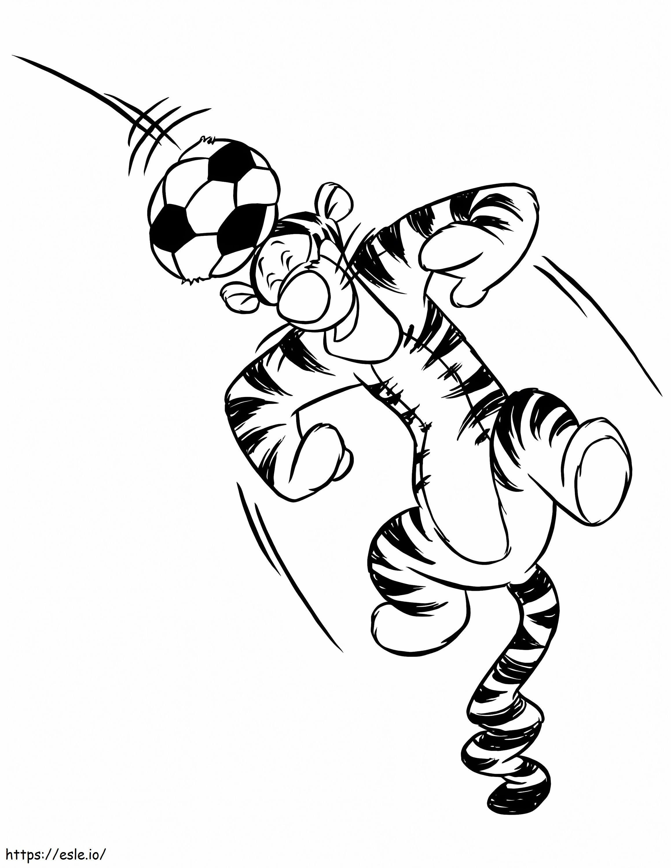 Tigre com uma bola para colorir