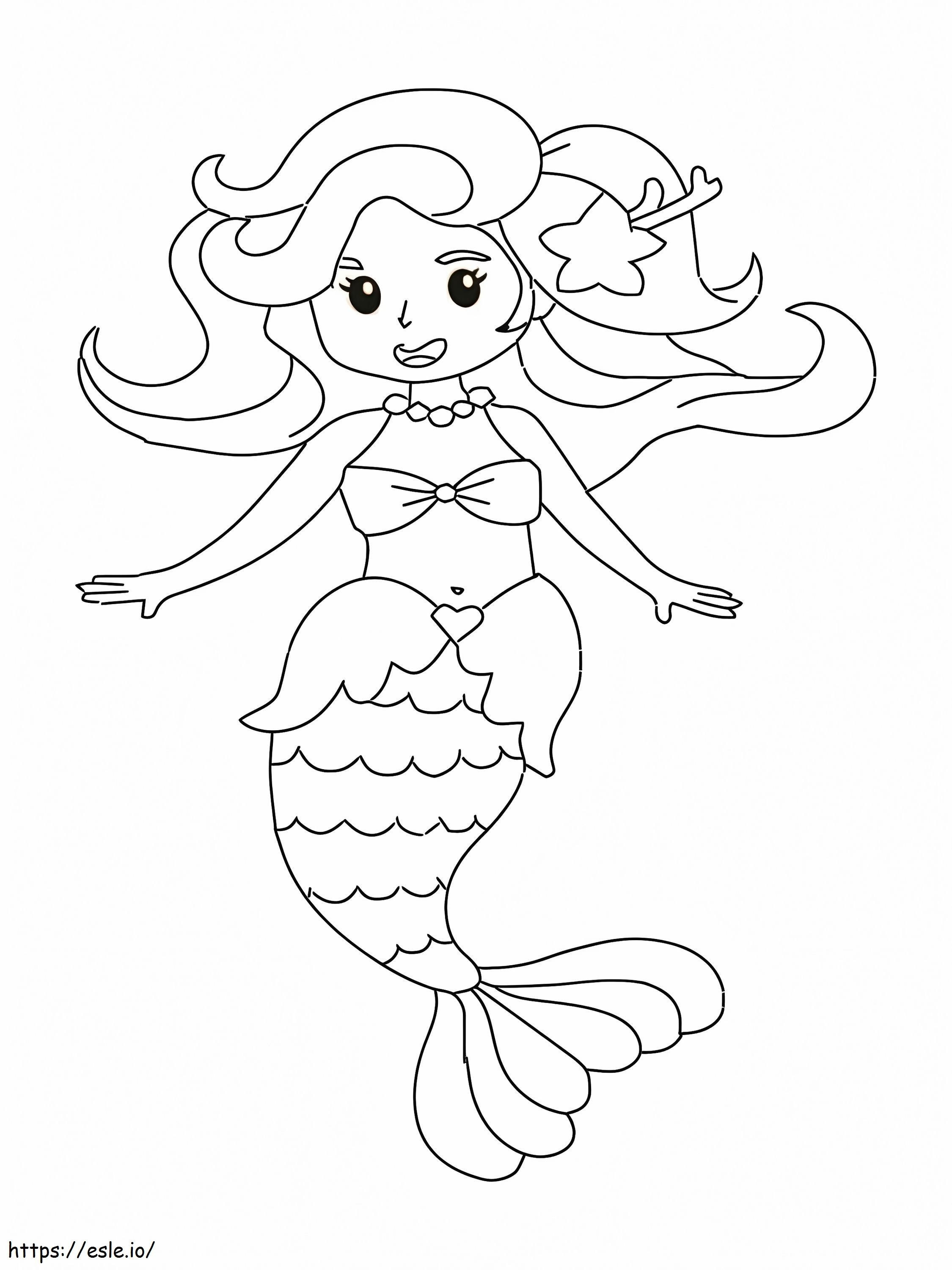 Sirena con capelli ondulati da colorare