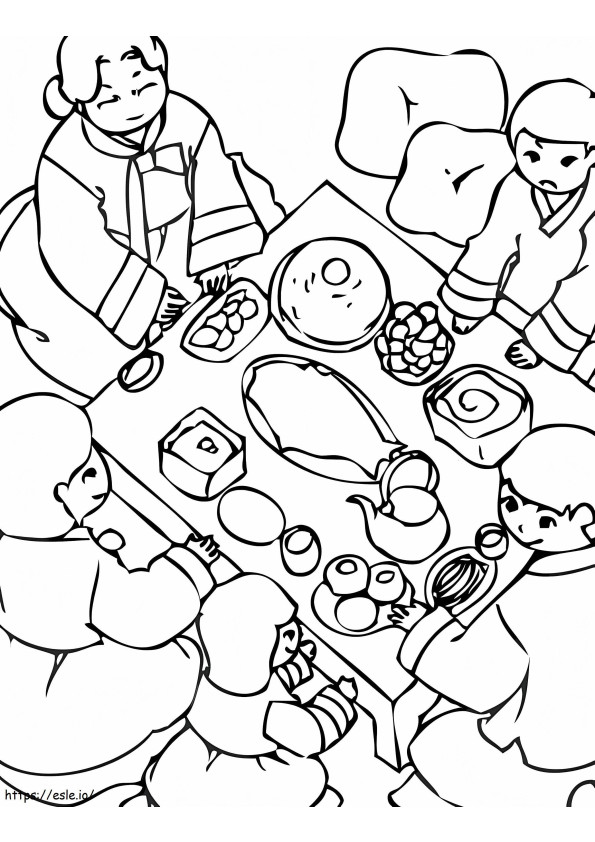 South Korean Family Meal coloring page