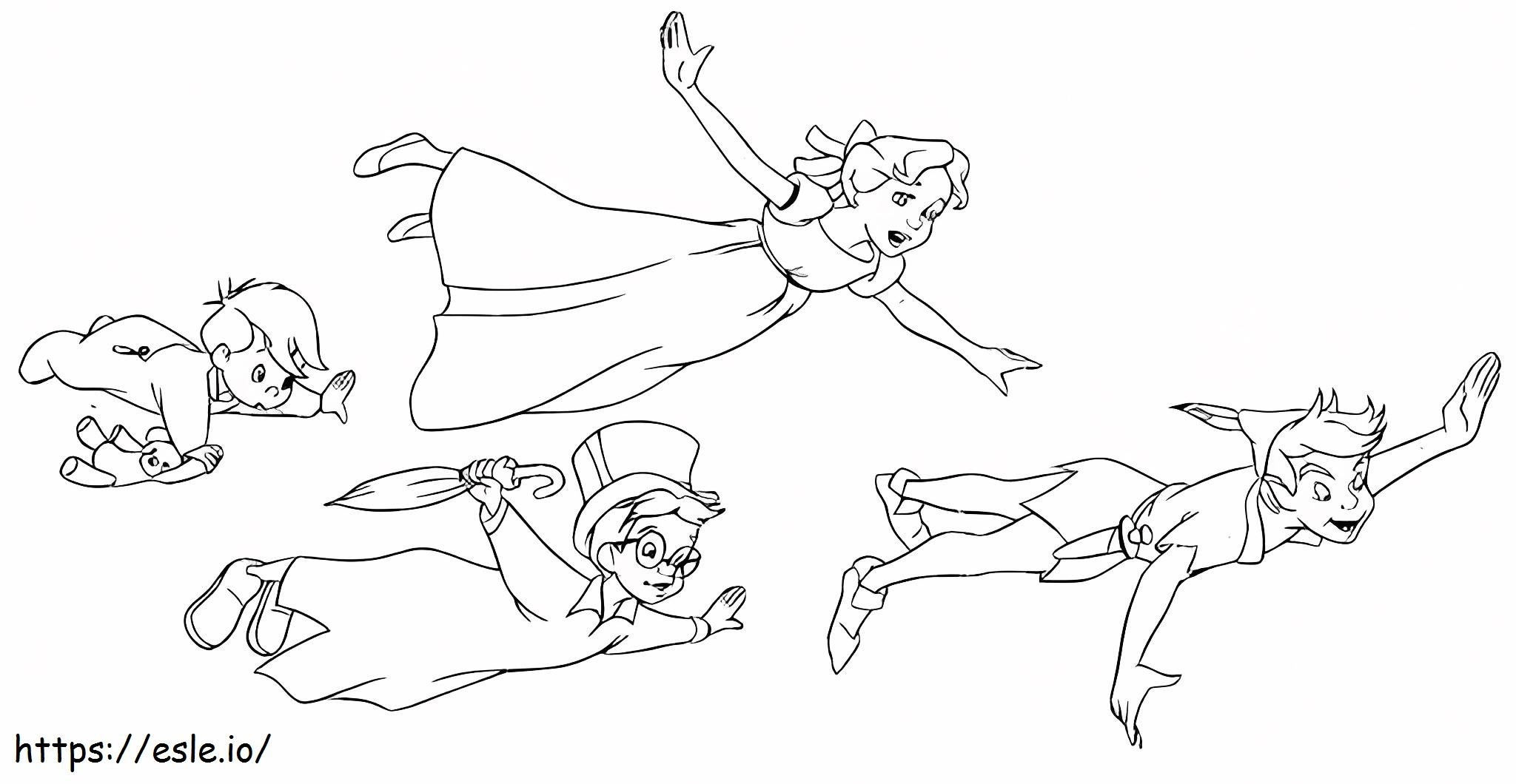 Peter Pan und Freund fliegen ausmalbilder