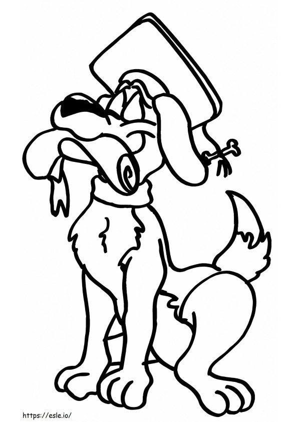 Cute Graduation Dog coloring page