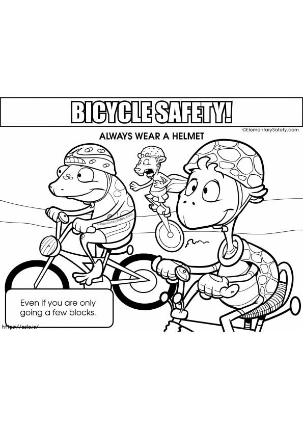 Coloriage Portez toujours un casque de sécurité à vélo à imprimer dessin