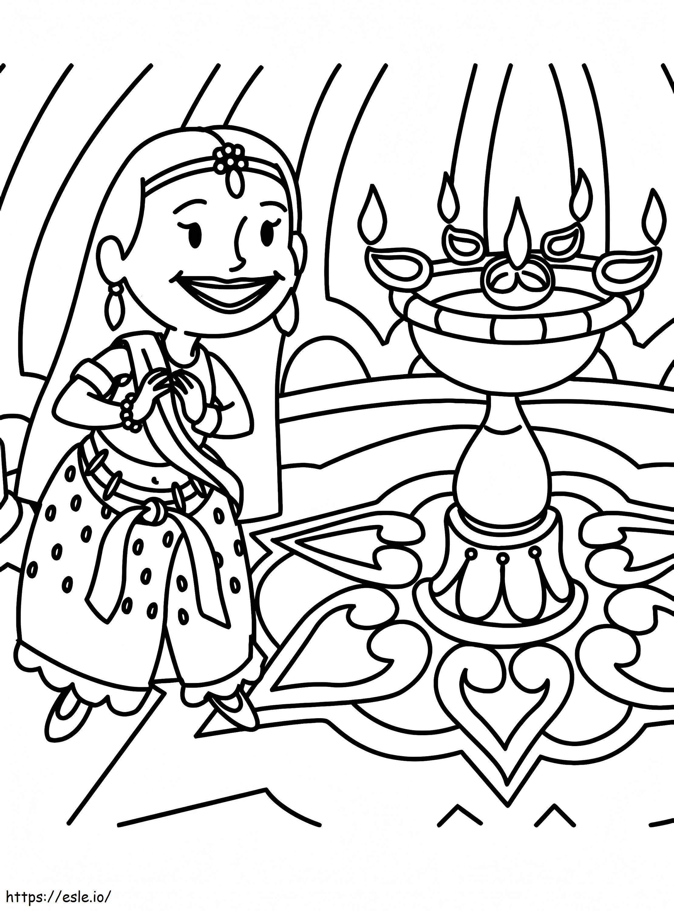 Diwali 3 coloring page