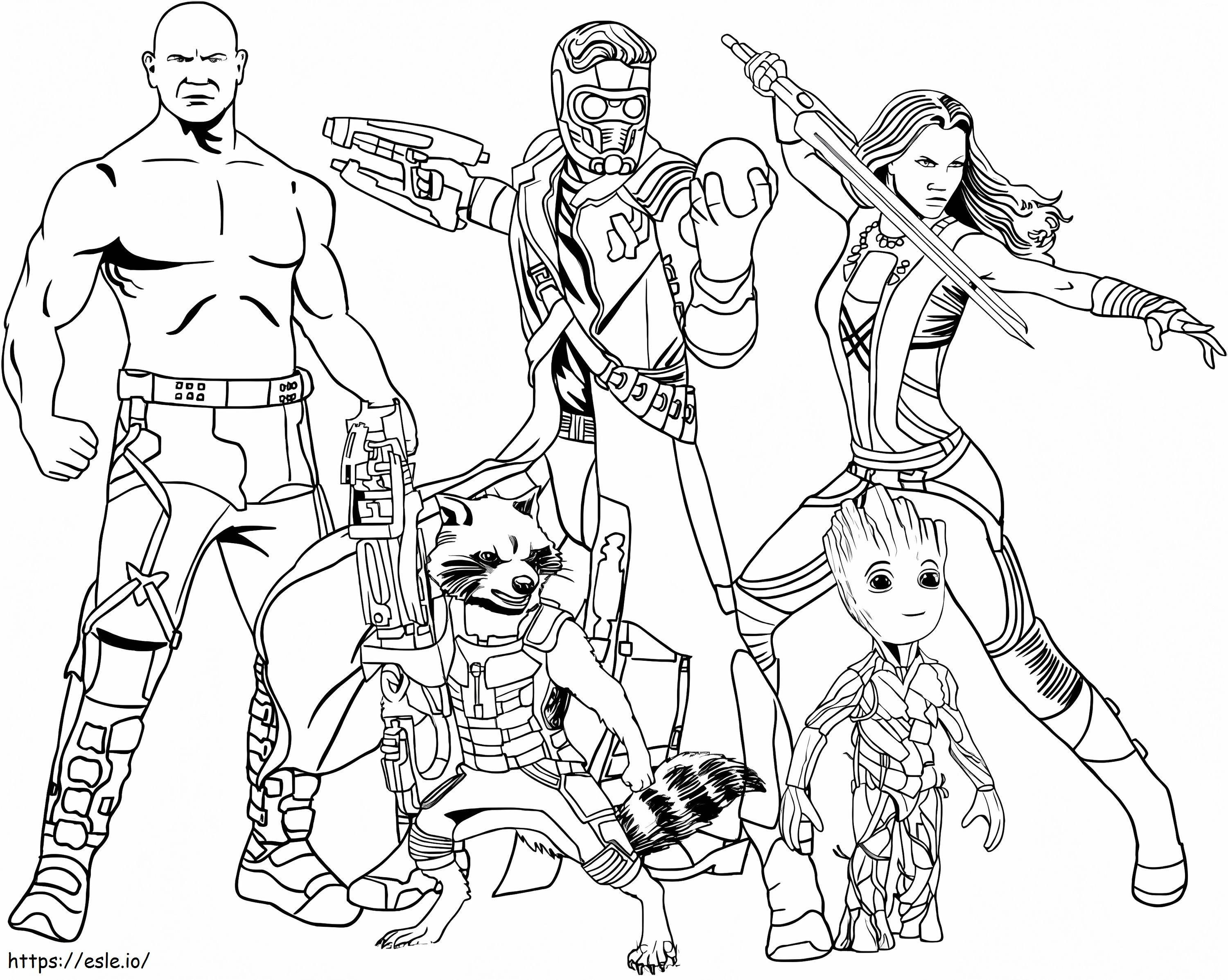 Groot und das Guardians Of The Galaxy-Team ausmalbilder