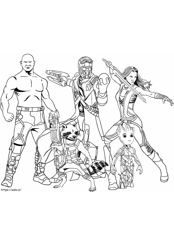 Groot And The Guardians Of The Galaxy Team coloring page