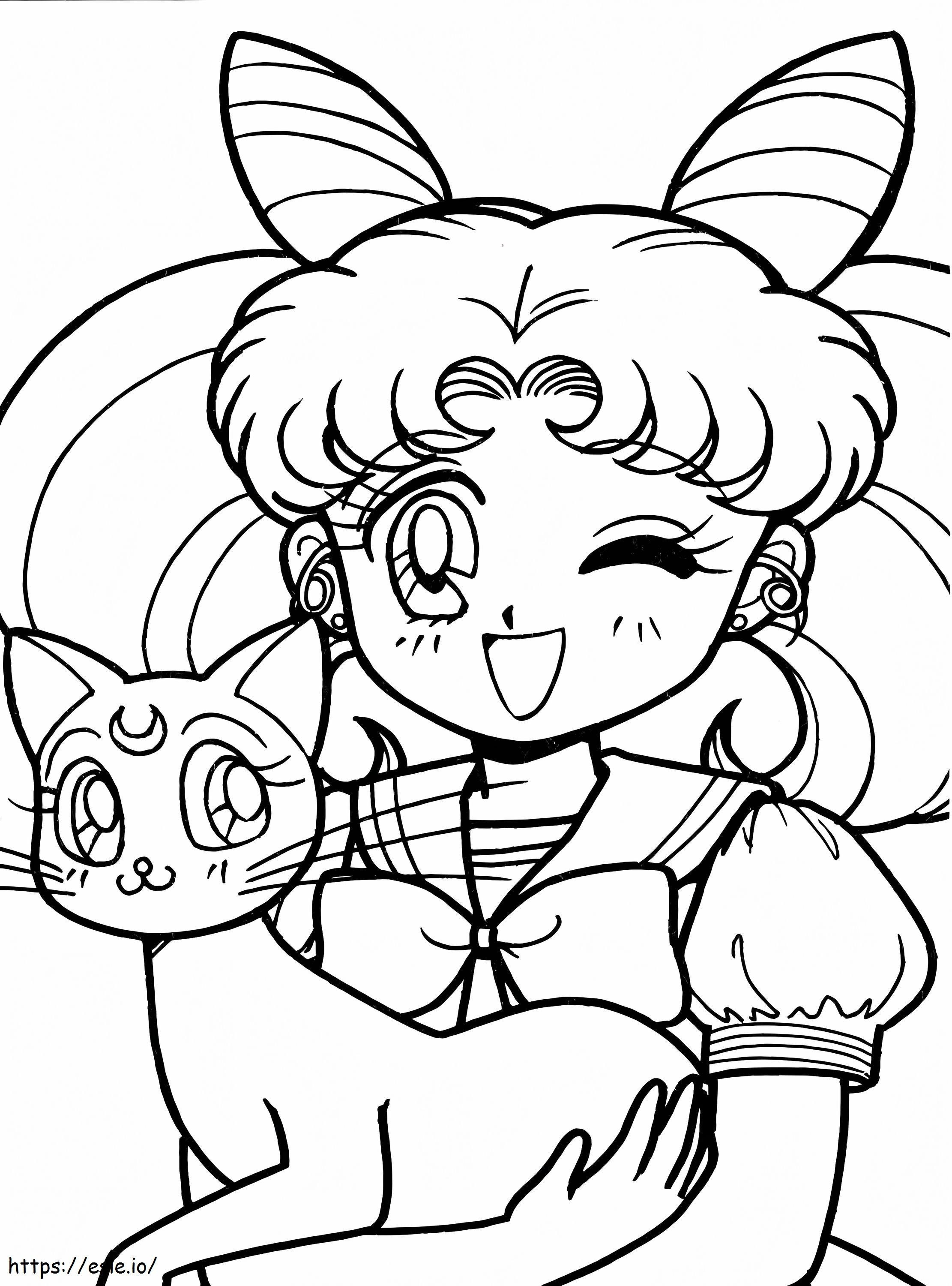 Sailor Chibiusa Is Smiling coloring page