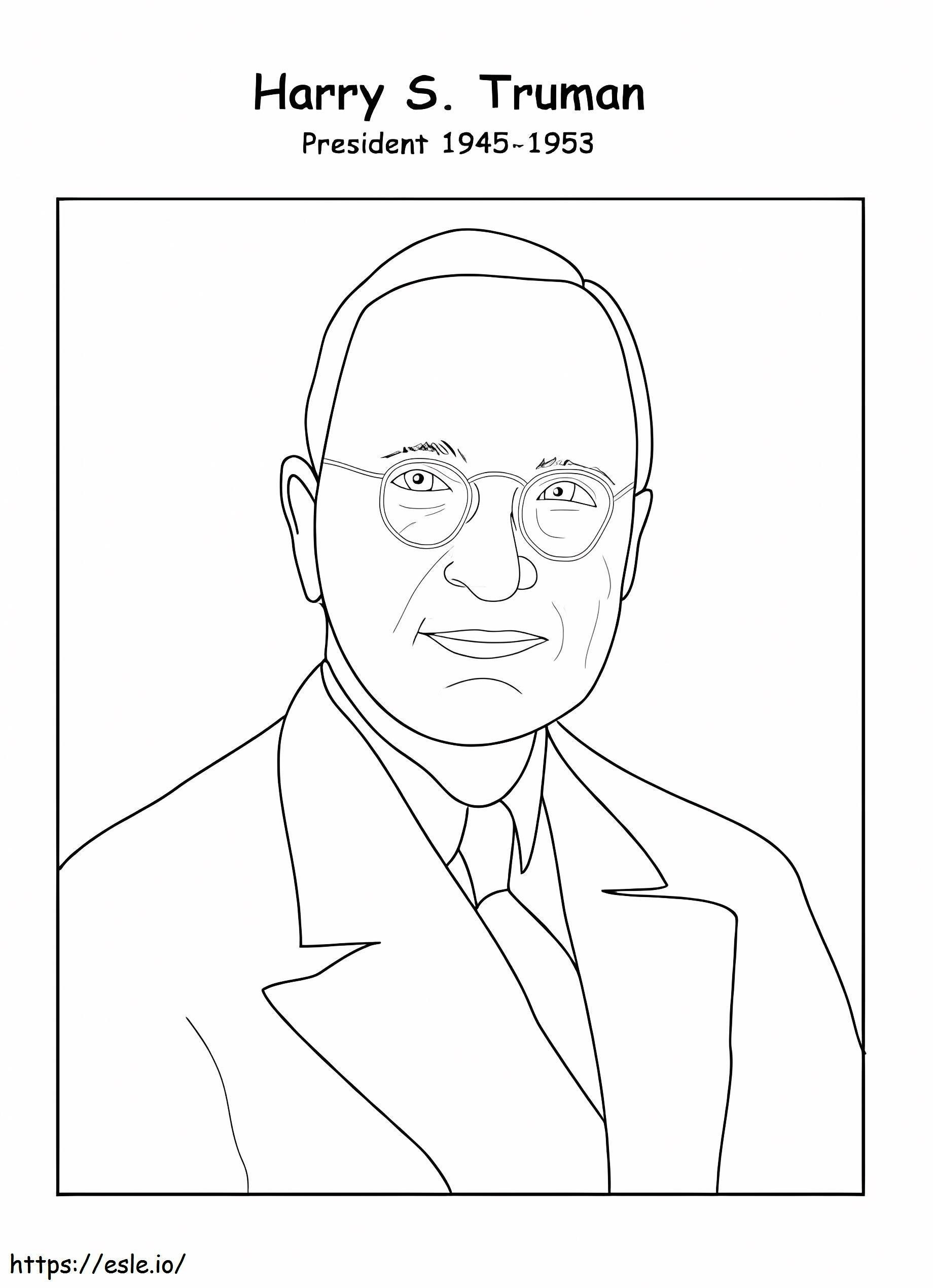 Gratis afdrukbare Harry S. Truman kleurplaat kleurplaat