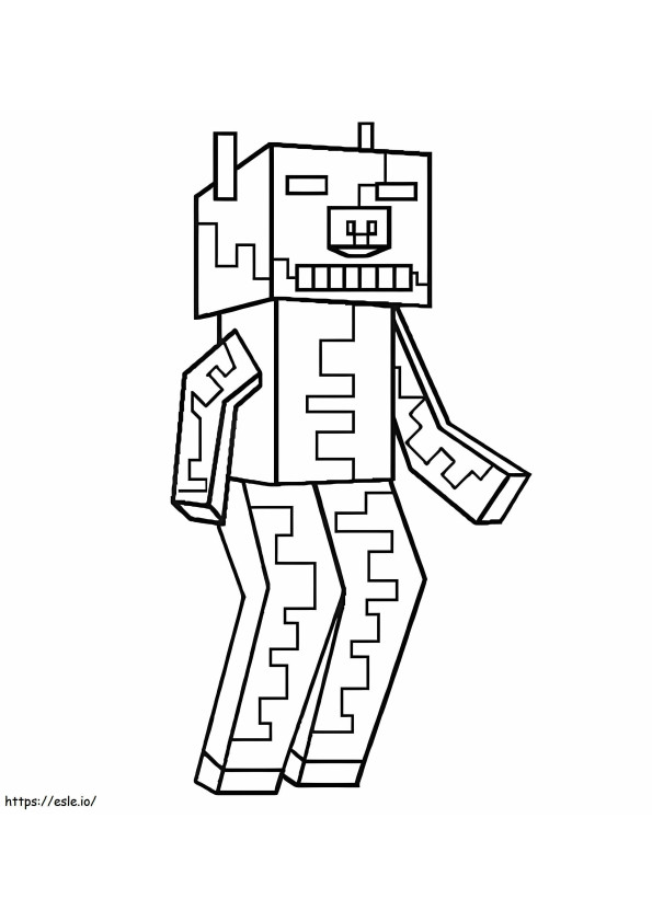 Coloriage Cochon zombie Minecraft à imprimer dessin