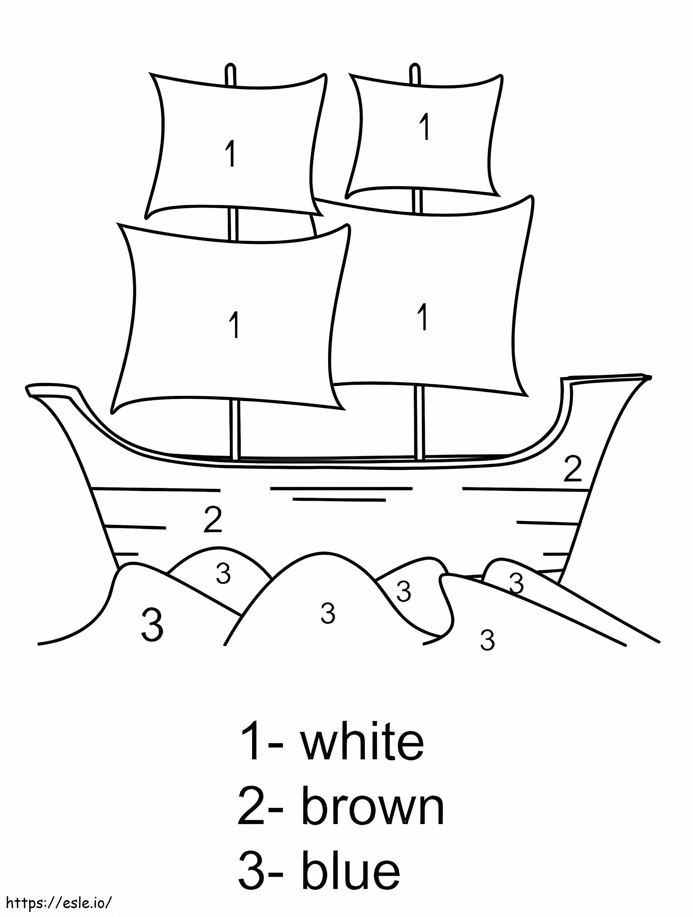 Easy Ship Color By Number coloring page