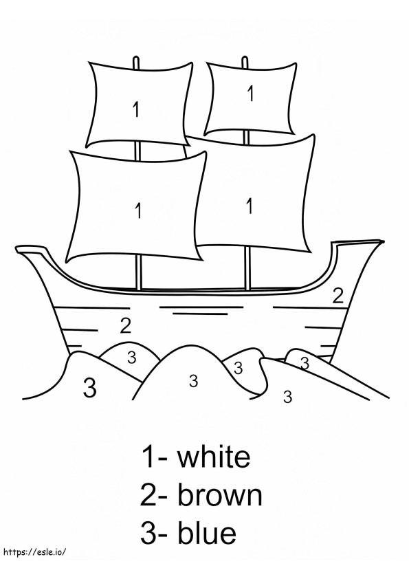 Easy Ship Color By Number coloring page
