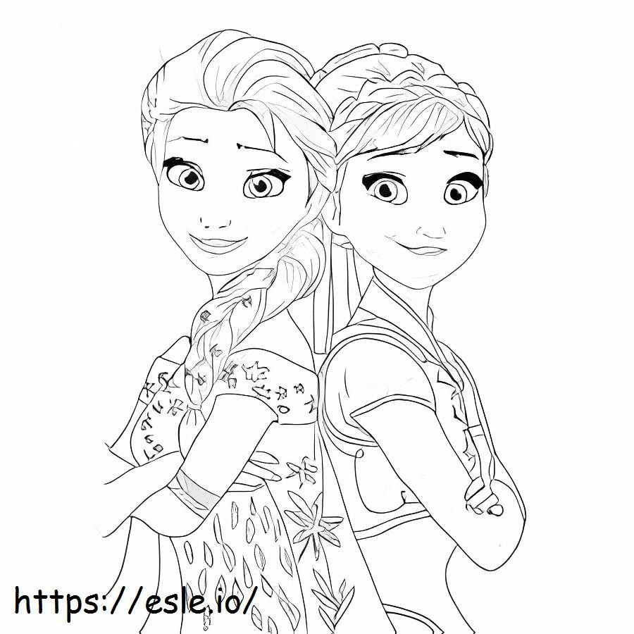 Elsa And Anna Smiling coloring page