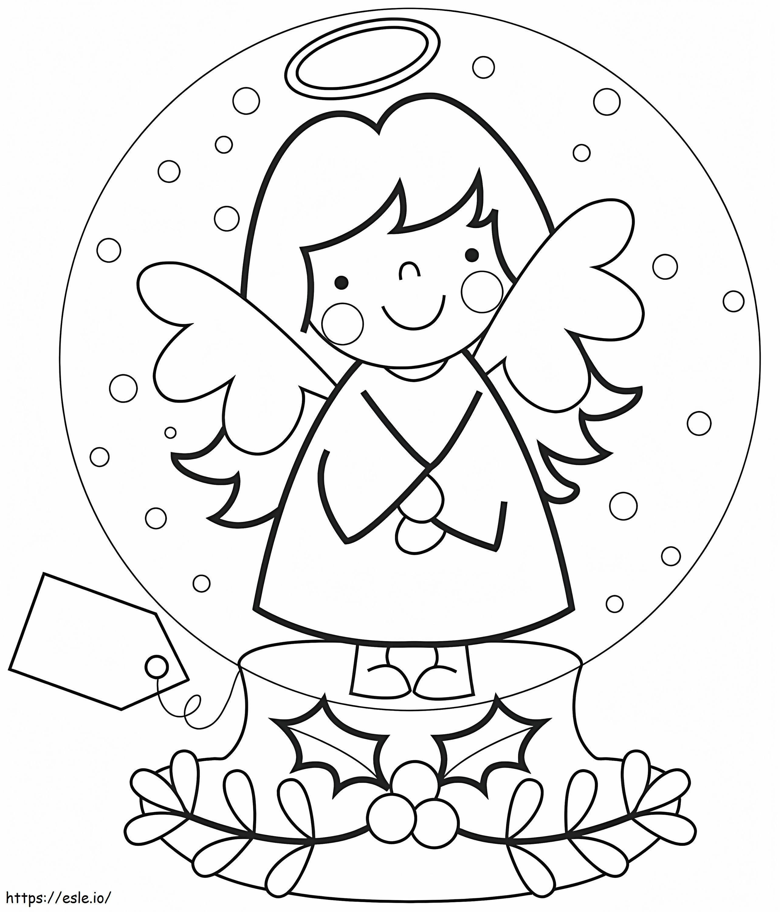 Cute Angel In Snow Globe coloring page