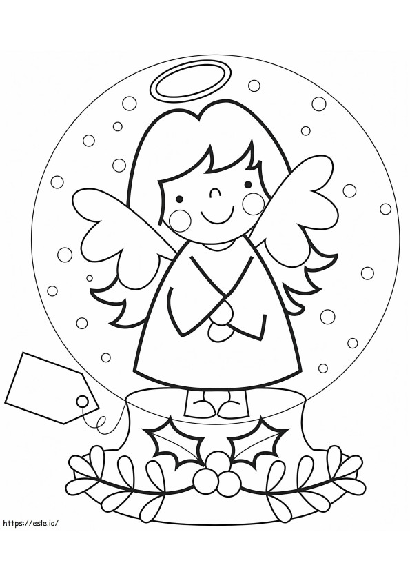 Cute Angel In Snow Globe coloring page