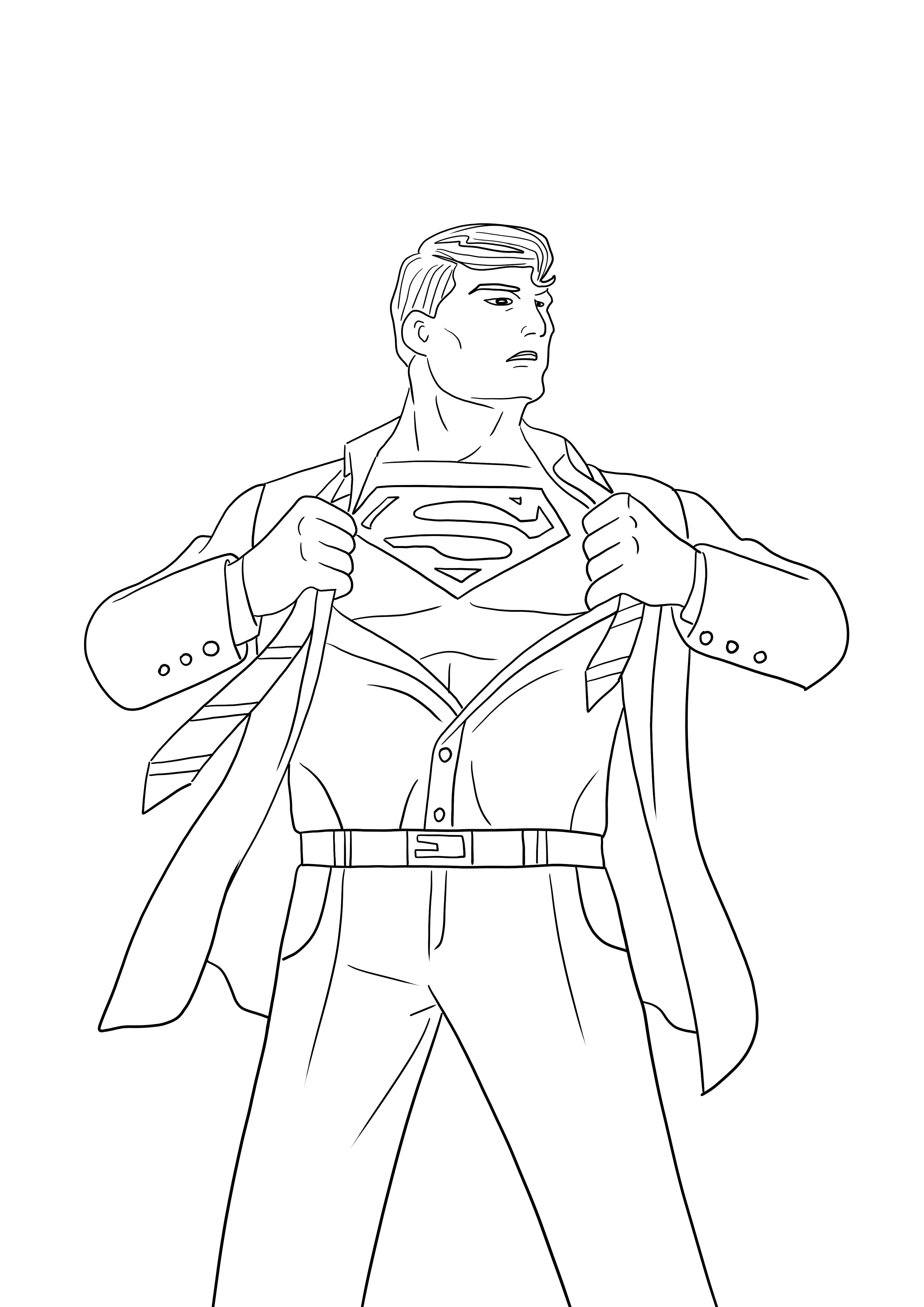 Superman onthult zijn identiteitsvrije afdruk- en kleurafbeelding kleurplaat