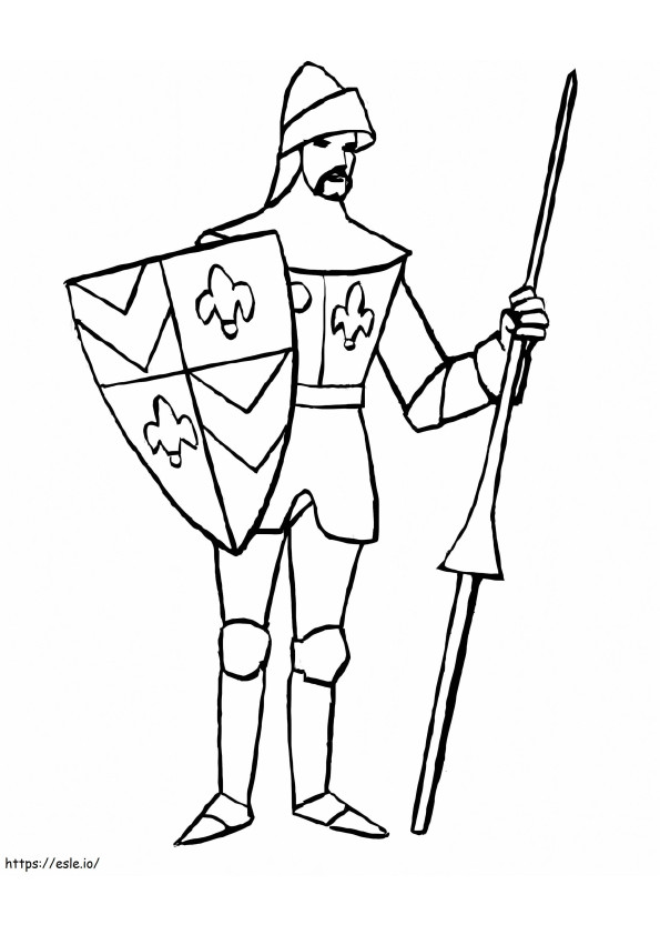 Cavaleiro segurando escudo para colorir
