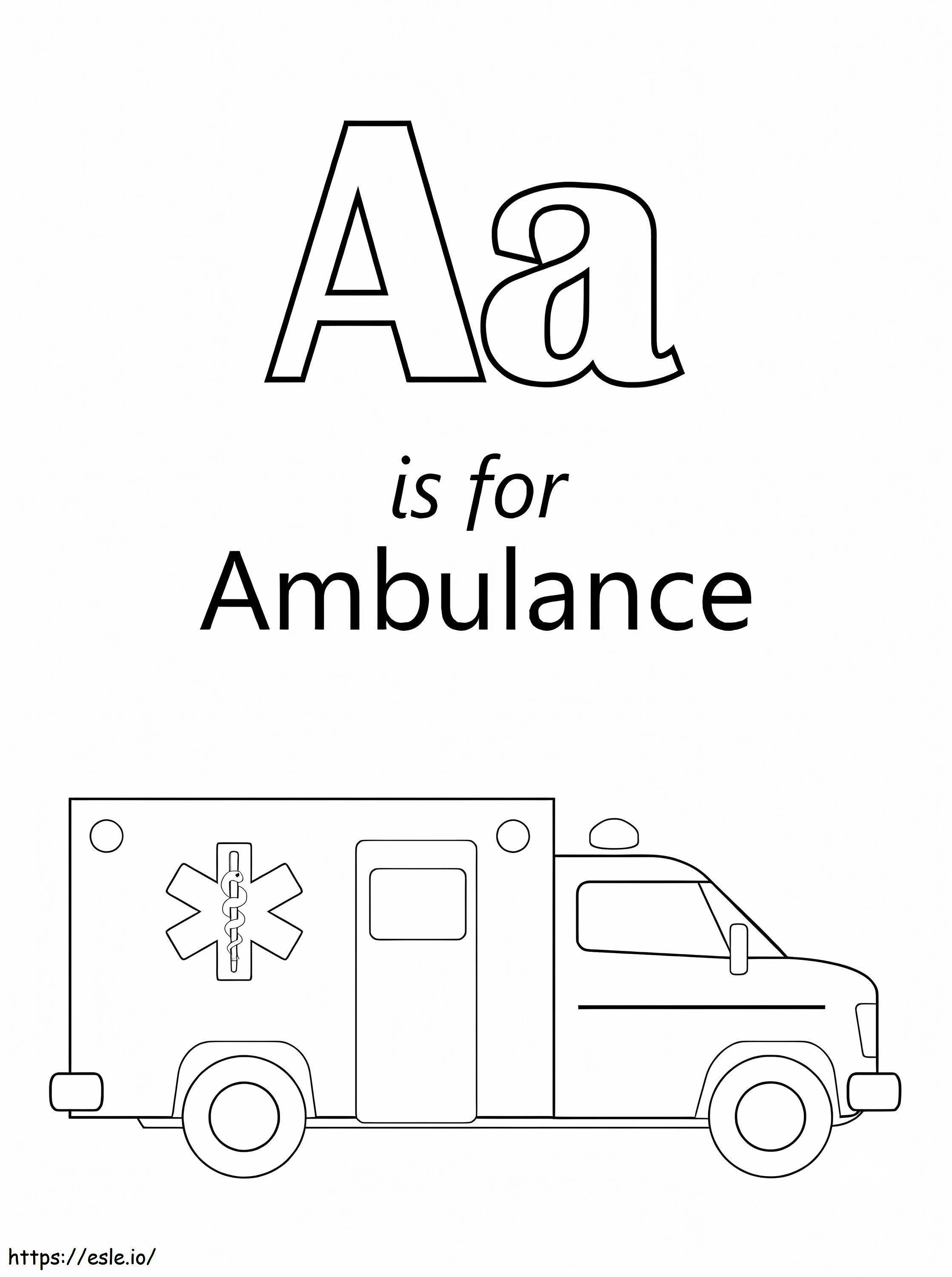Ambulance Letter A 1 coloring page