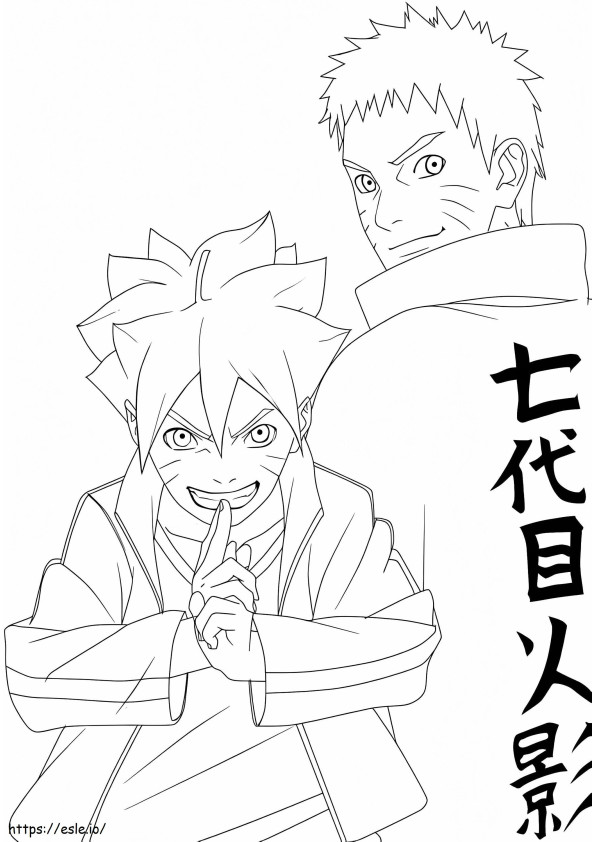 Boruto și Naruto de colorat
