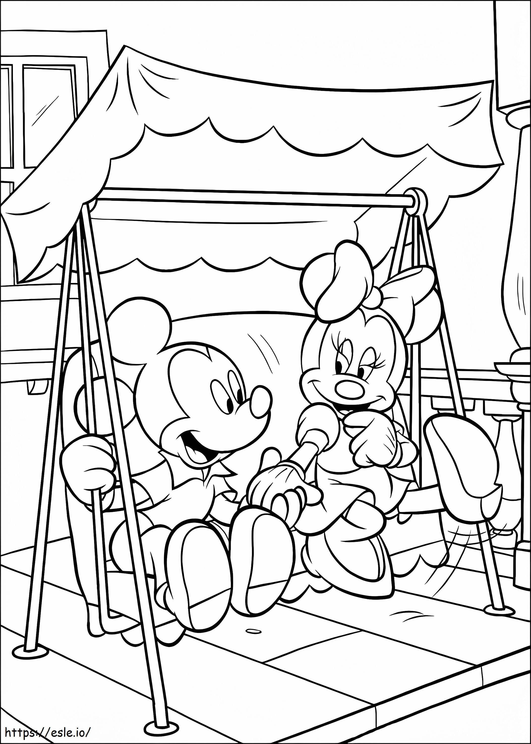 Kencan Mickey dan Minnie Gambar Mewarnai