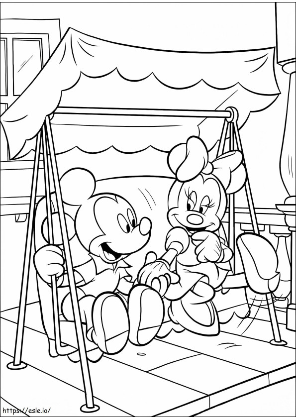 Coloriage Rencontres Mickey et Minnie à imprimer dessin