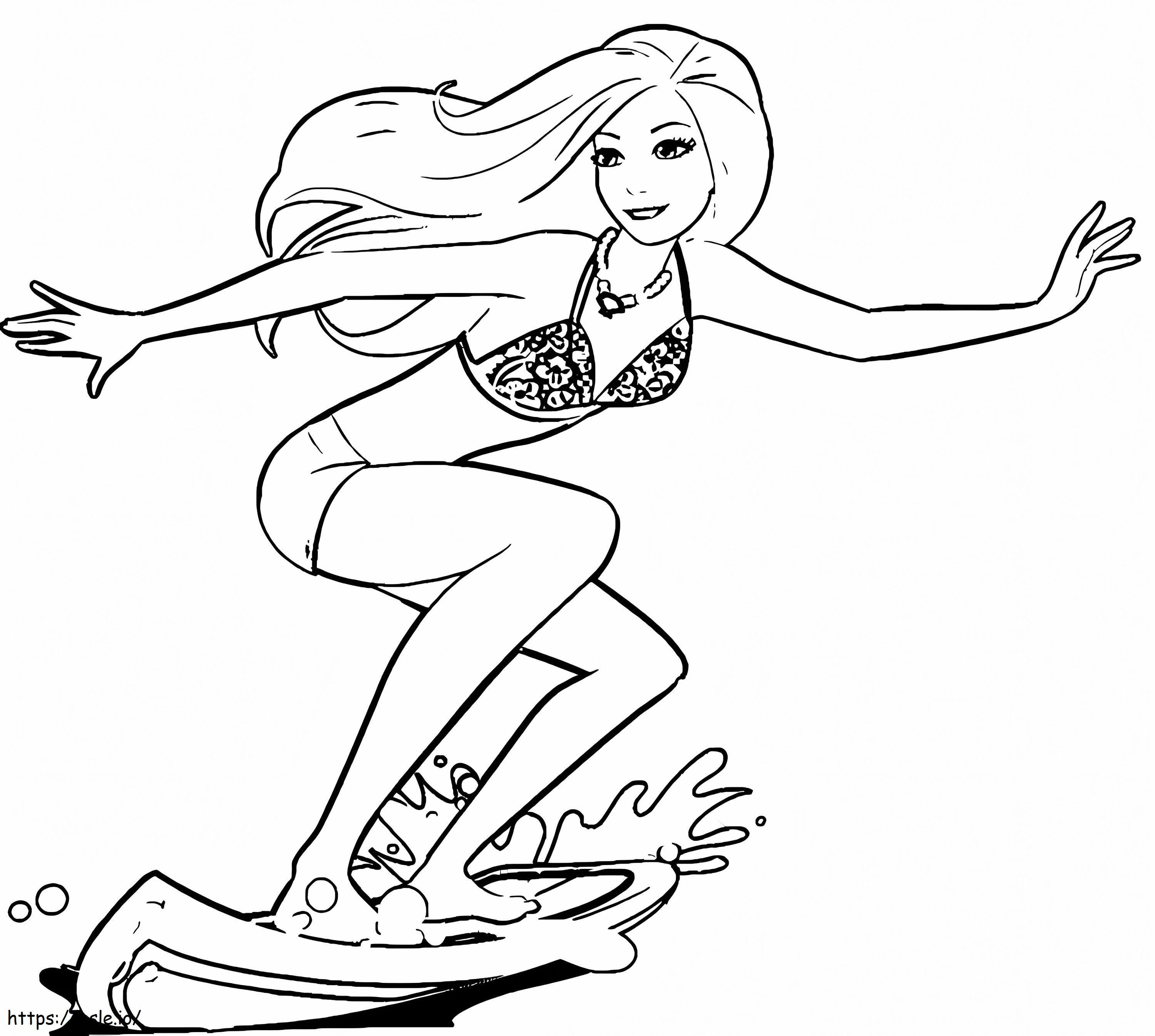 Barbie Surfing coloring page