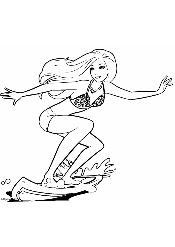 barbie surfeando para colorear