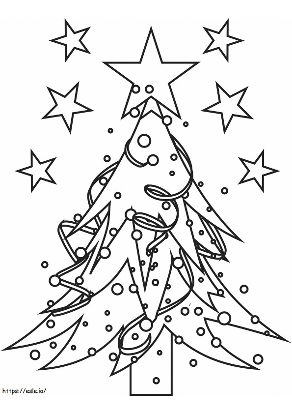 Árvore de Natal com estrelas para colorir