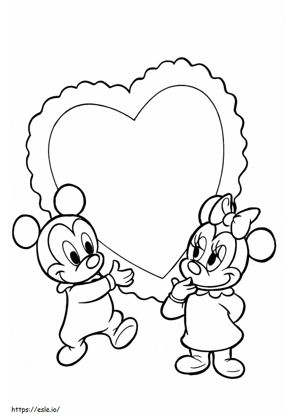 Coloriage Bébés Mickey et Minnie à imprimer dessin