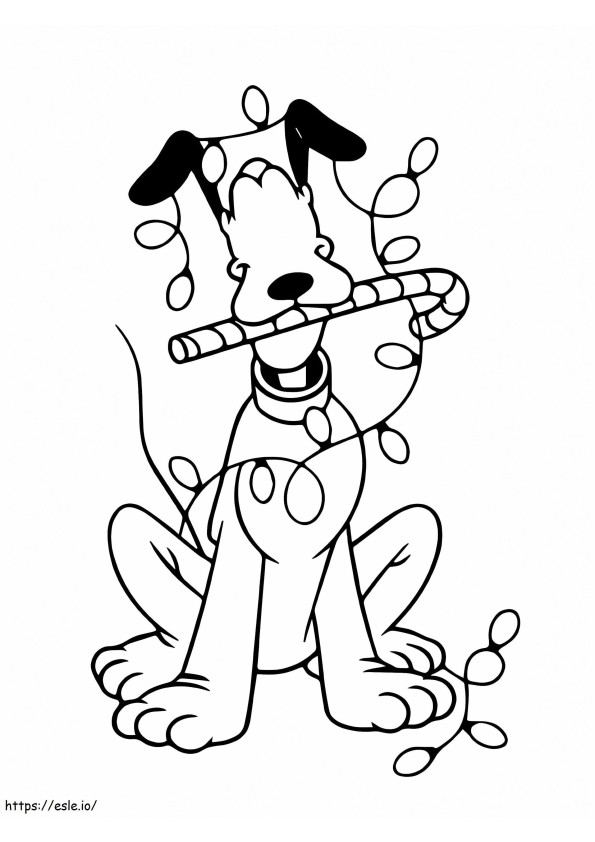 Pluto Holding A Candy Christmas Coloring Page coloring page