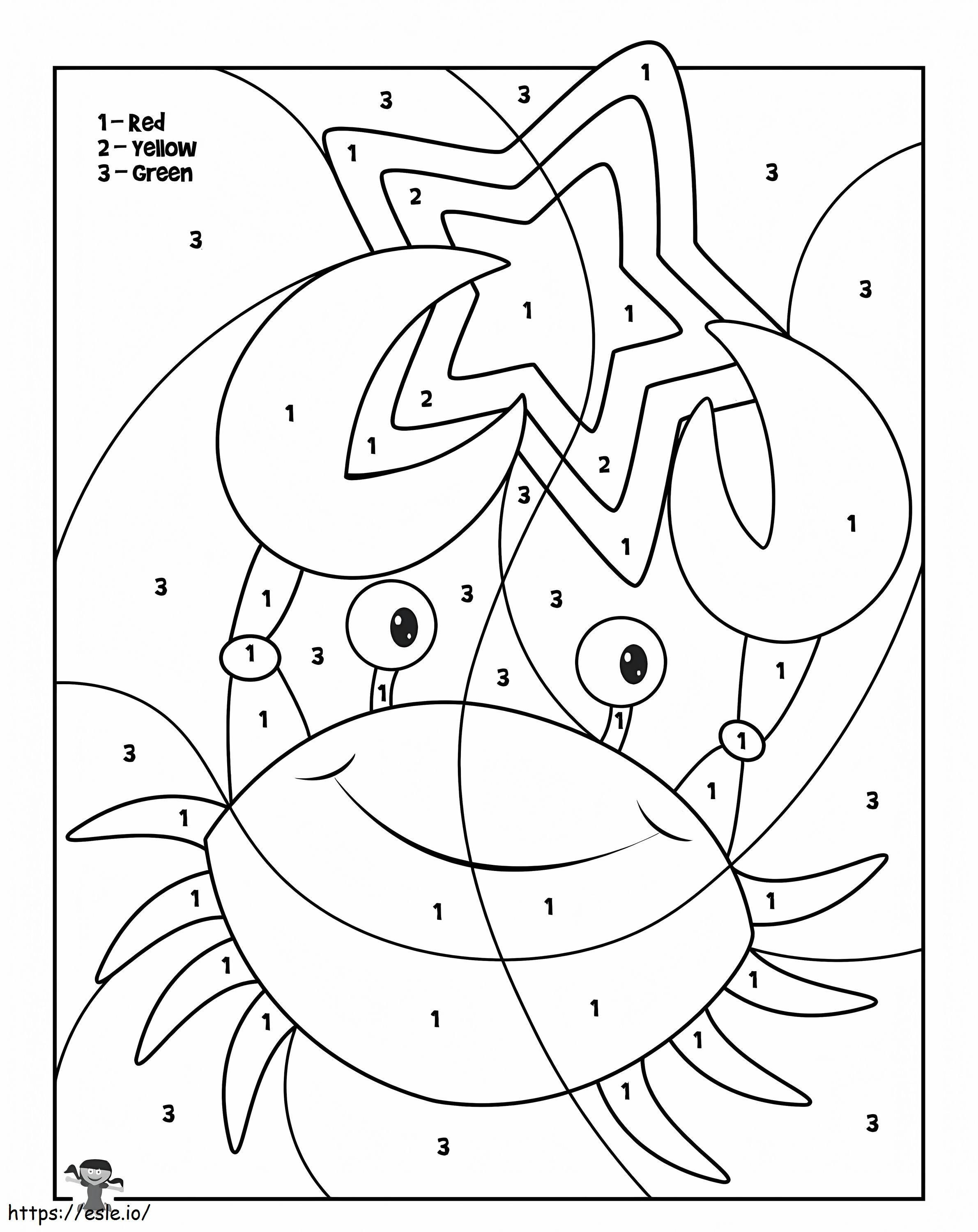 Coloriage Coloriage par numéros un crabe avec une étoile à imprimer dessin
