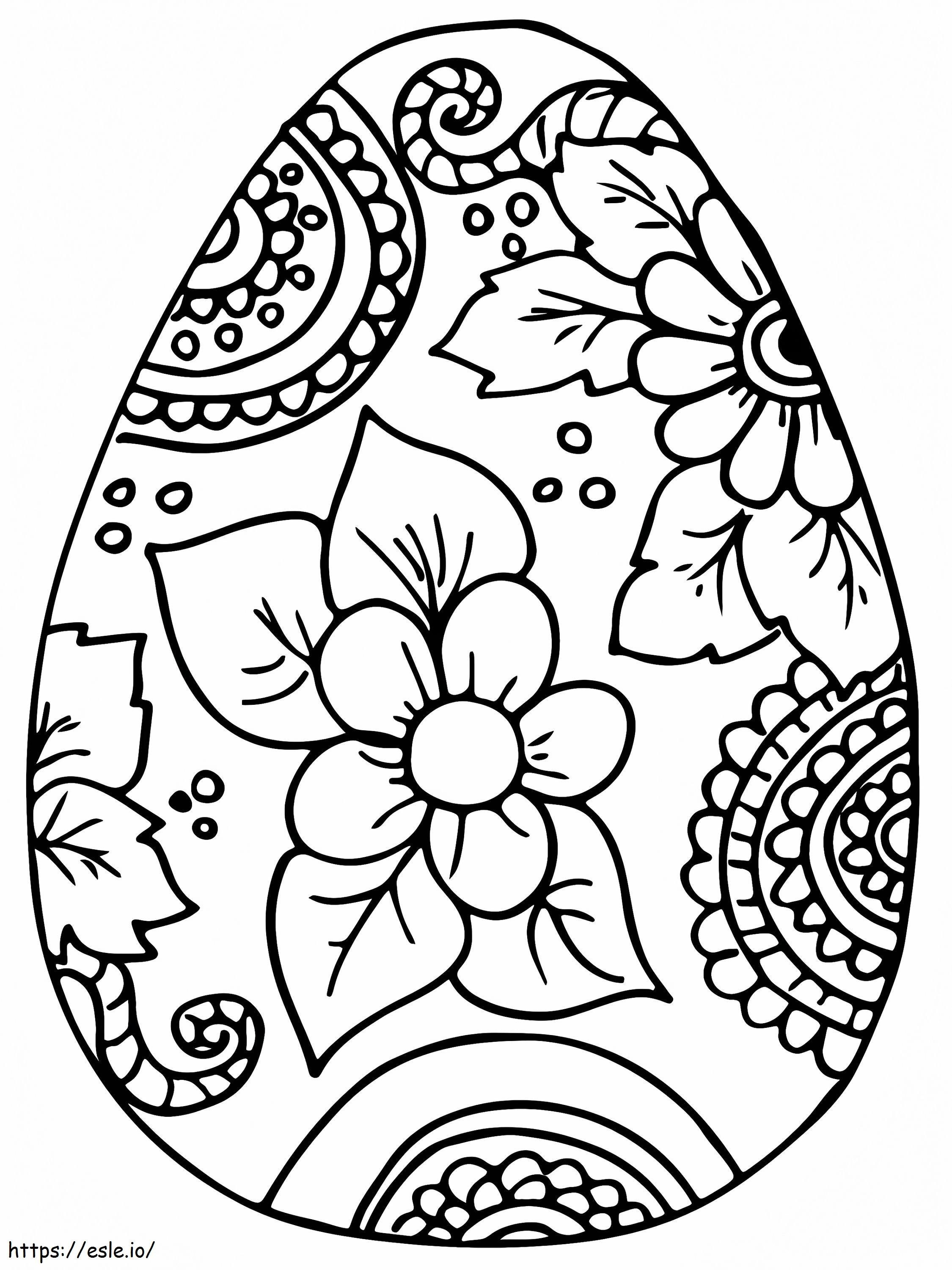Coloriage Motifs floraux d'oeufs de Pâques à imprimer dessin