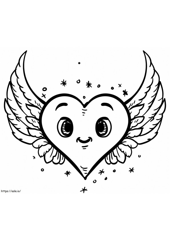 Coloriage Joli coeur avec des ailes à imprimer dessin