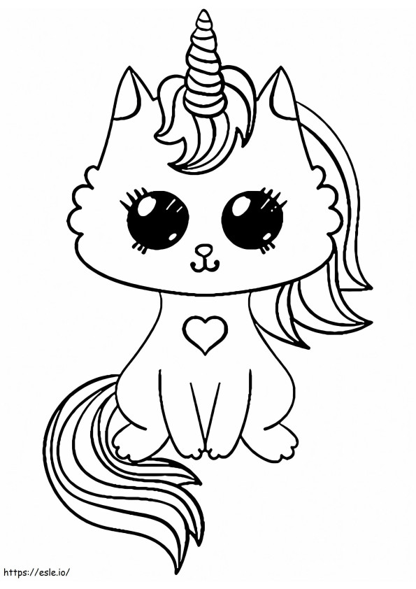 Unicornio Gatito Gato para colorear