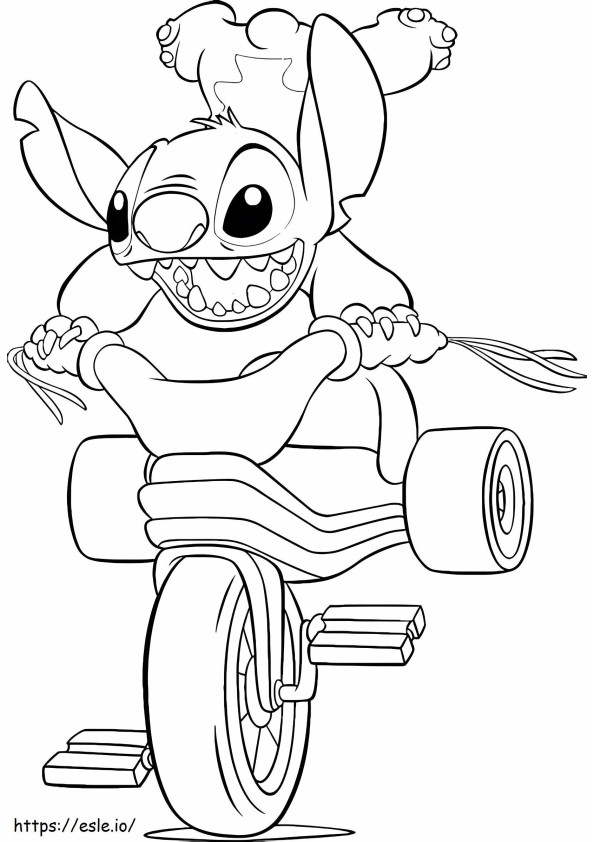 Stitch Radfahren ausmalbilder